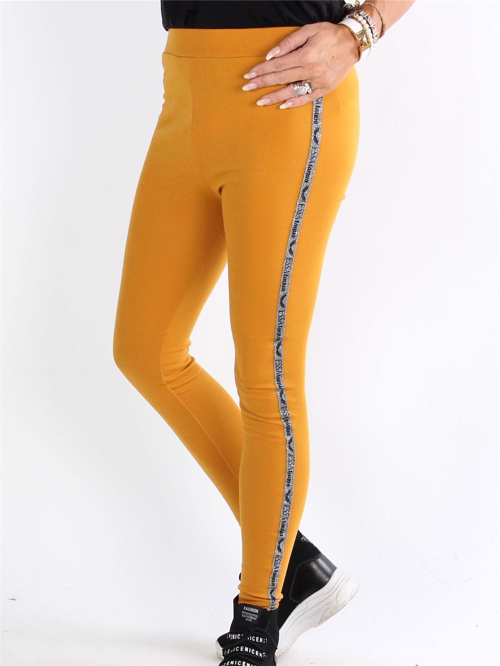 Diva - Sorte leggings med sølv glimmer langs benet